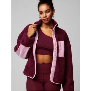 Fabletics - Tahoe Teddy Jacket Burgundy and Pink Jacket - Gently Used